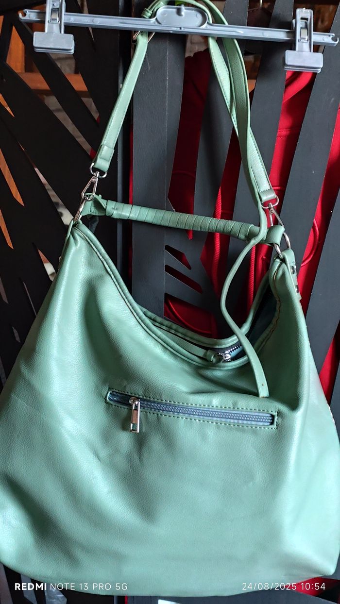 Sac à main vert et beige - photo numéro 7