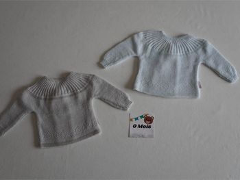 Lot de 2 Brassières Bébé 9 Naissance fantaisies grise/blanche et bleu vert/blanche