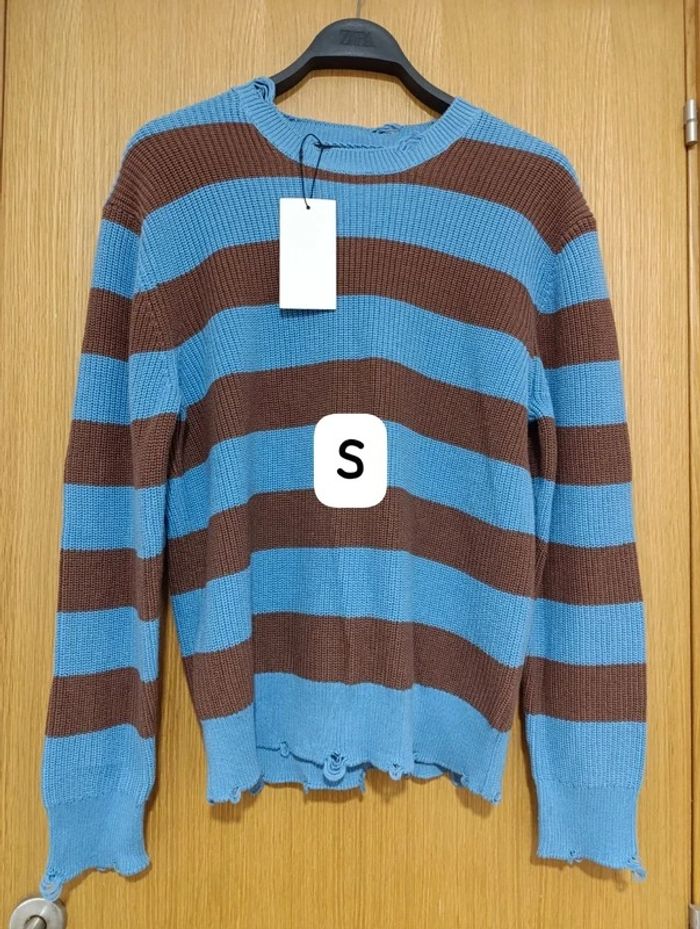 Pull en maille perlée et rayé Zara - photo numéro 2