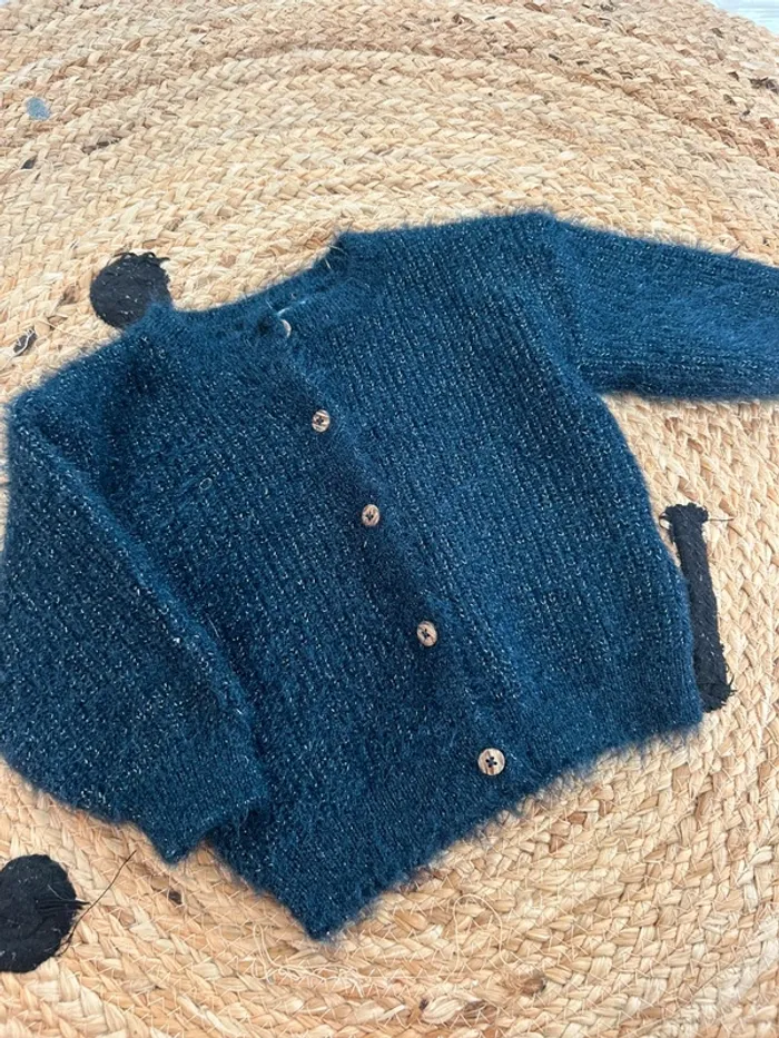 Jolie gilet bleu marine fil dorée - 18 mois - photo numéro 2
