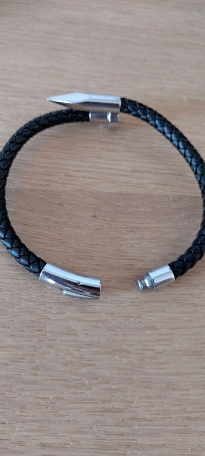 Bracelet clou tressé cuir - photo numéro 5