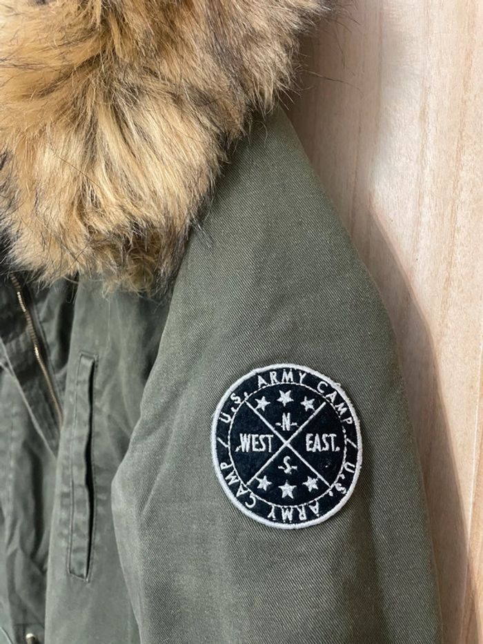 Parka kaki doublée fourrure style army - Gemo - Taille M - photo numéro 4