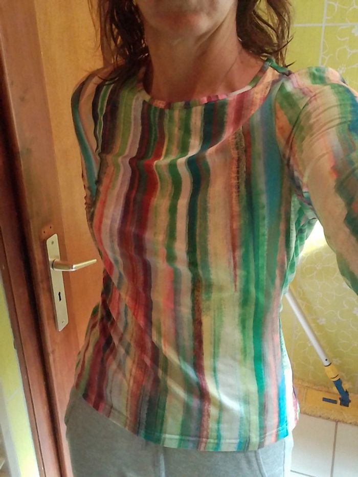 Pull fin femme rayé vert Shein - photo numéro 2
