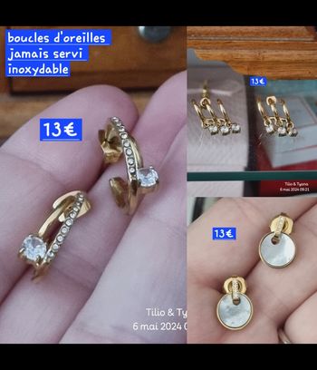 Boucles d’oreilles inoxydables – Jamais portées – 13 €