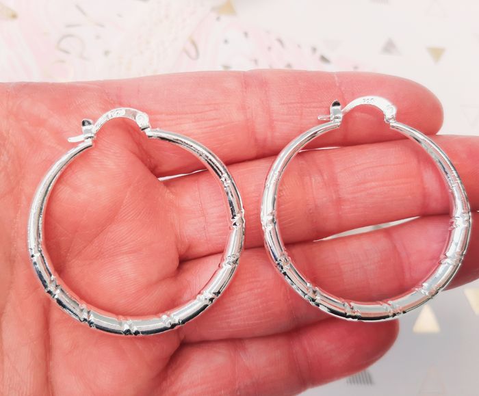 Créoles argent 925 poinçonné gravées - photo numéro 7