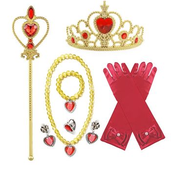 Lot d’accessoires princesse rouge, bijoux, couronne, gant, baguette Taille 3-6ans