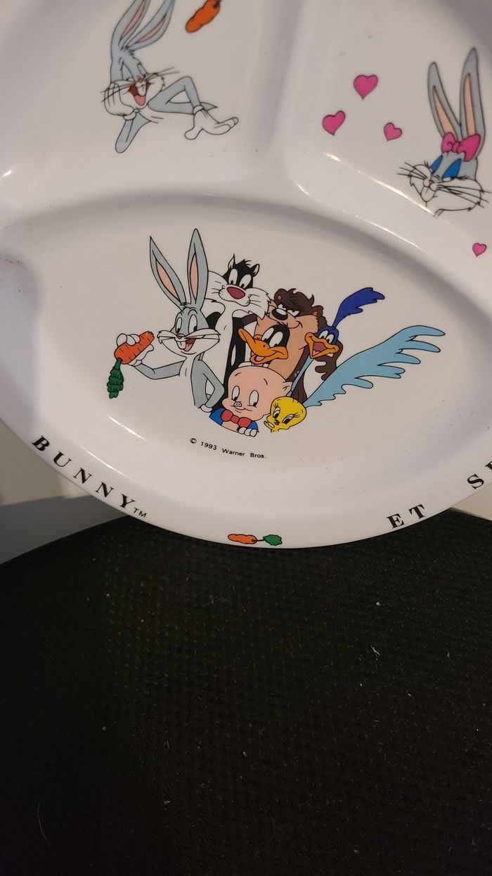 Assiette à compartiments Bugs Bunny WARNER BROS Looney Tunes mélamine bébé 1993 - photo numéro 3