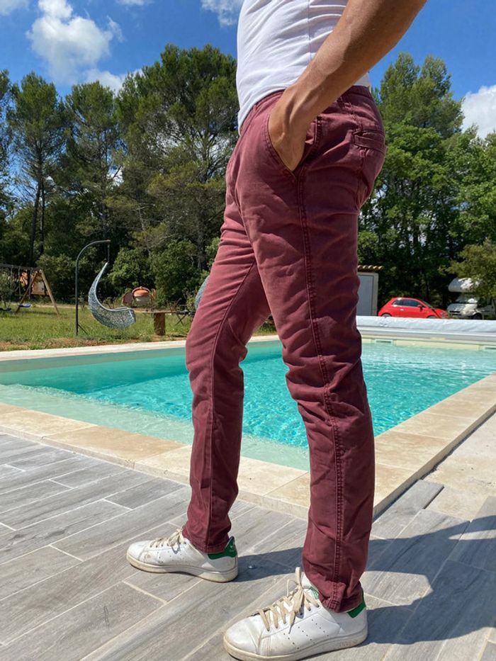 Bershka chino bordeau 42 - photo numéro 2