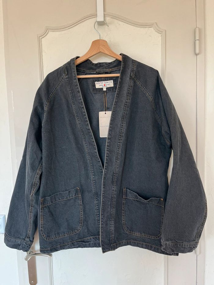 🧥 Veste Kimono "Japan Spirit" Bleu de Chine – Denim foncé – Taille L – Neuf avec étiquette - photo numéro 2