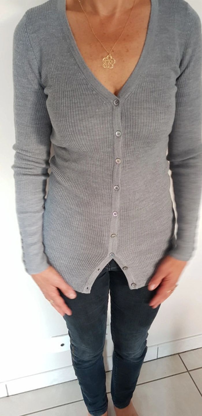 Gilet long gris caroll