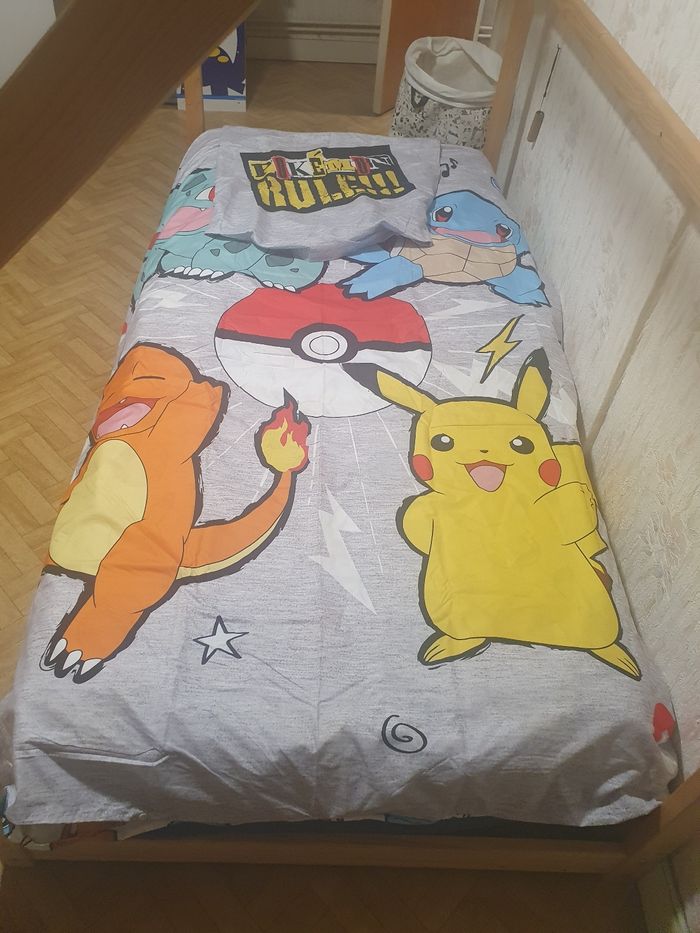 Housse de couette pokemon plus taie d'oreiller