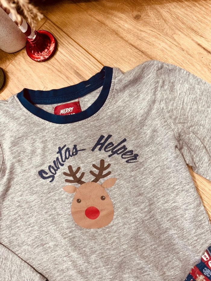 Taille 8 ans pyjama Noël garçon Merry gris bleu rouge * cerf * 🎄 - photo numéro 3