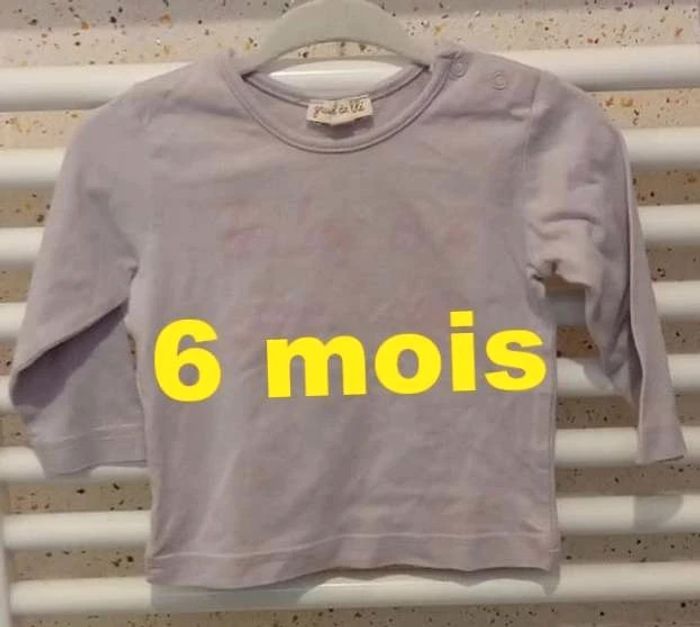 Tee  shirt manche longue  parme  imprimé  rose  Grain  de Blé Taille 6  mois
