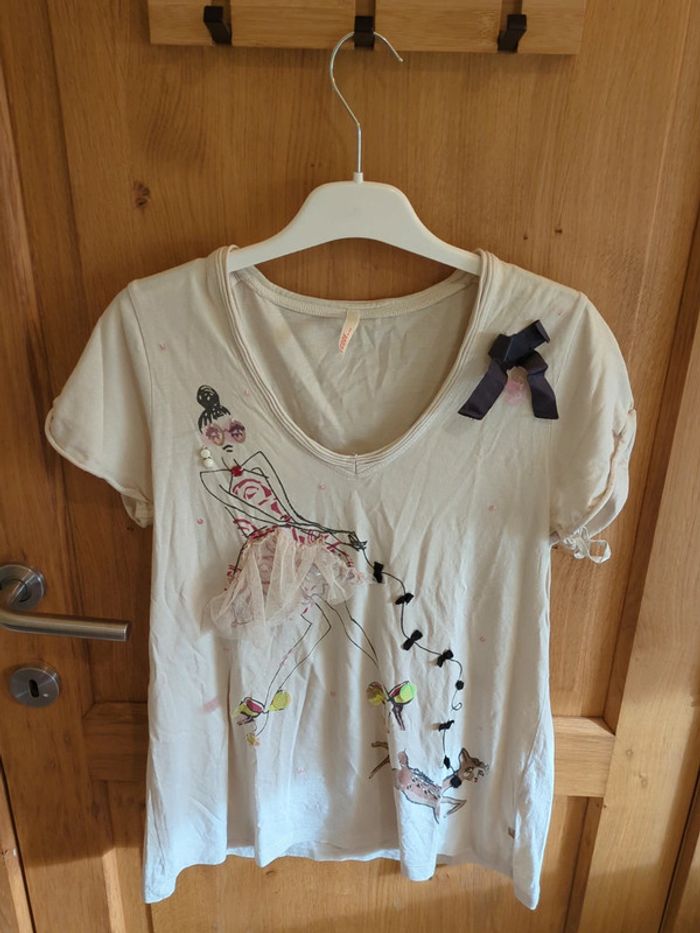 T-shirt courtes manches en crème I Code by Ikks S