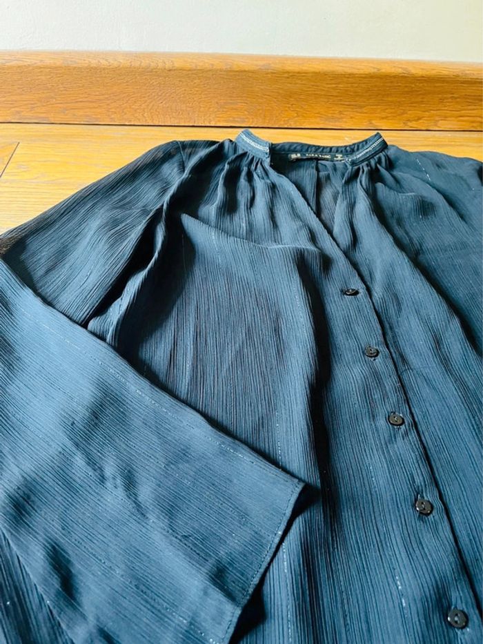 Sublime blouse chemise Zara noir XS fluide neuve à boutonnage décolleté en V - photo numéro 6