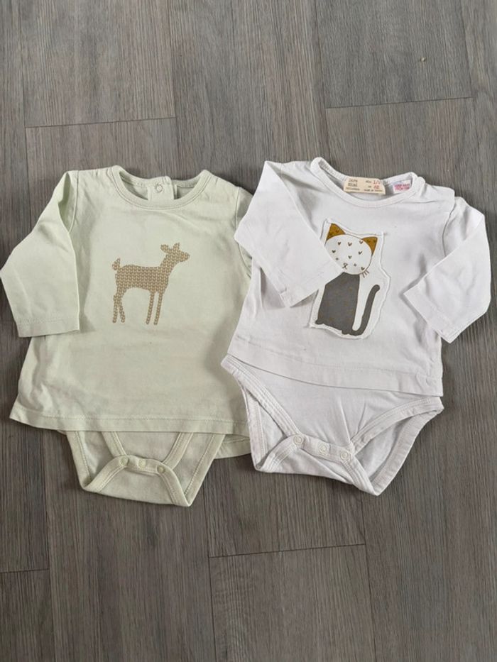 Lot de 2 tee shirt body intégré taille 3 mois