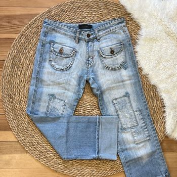 Jean vintage denim clair Y2K patchwork Kiabi - taille 36 - vintage