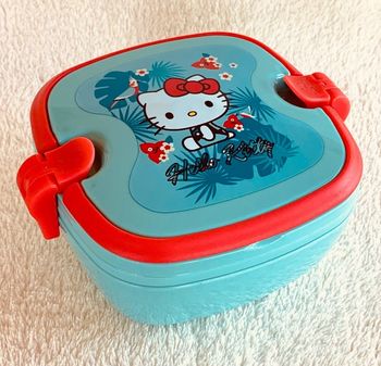 Boîte goûter Hello Kitty vert turquoise/rouge Sanrio