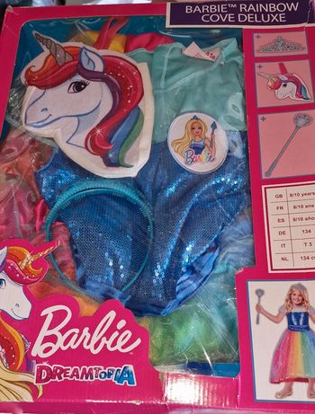 Deguisement barbie avec sac couronne baguette 8.10ans