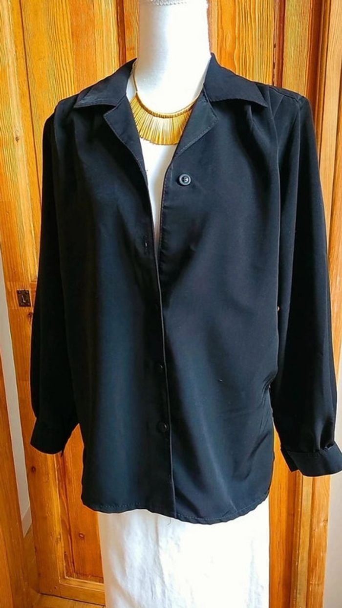 Blouse vintage femme noire epaulettes - photo numéro 2