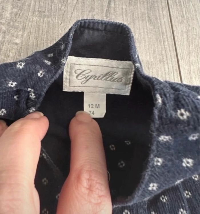Robe bleue en velours côtelé Cyrillus vintage 12 mois - photo numéro 2