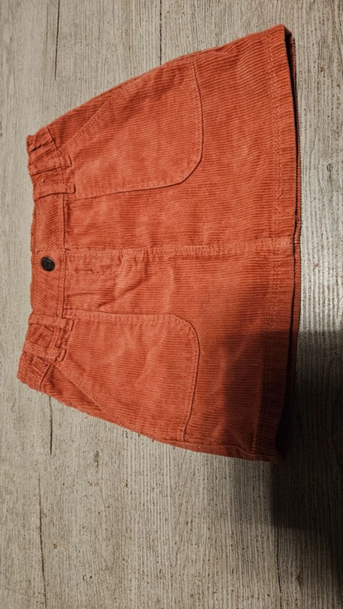 Jupe courte brun orangé, ajustable à la taille, en velour cotelé, Tape à l Oeil, 5 ans - photo numéro 3