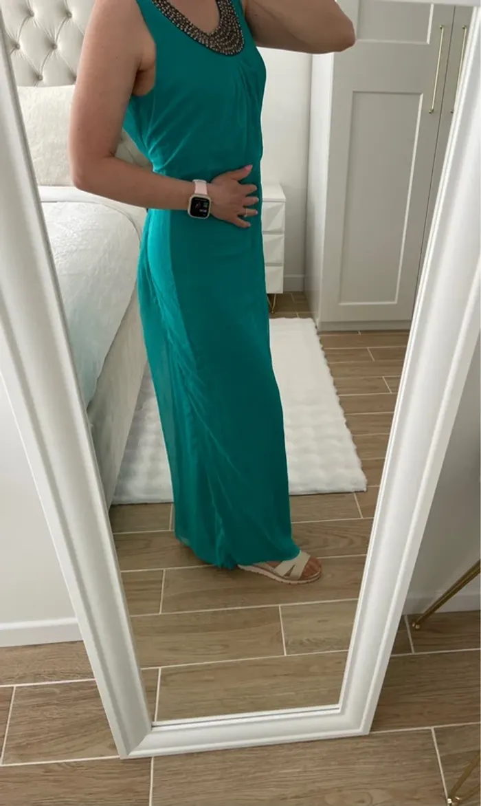 Robe longue , bleu turquoise, taille 38 - photo numéro 2