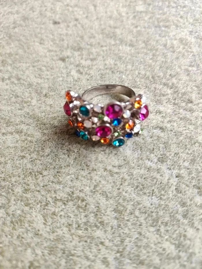 Bague multicolore strass réglable - photo numéro 7