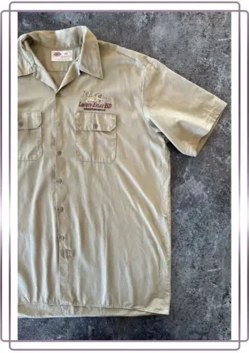 Chemise beige manches courtes été homme Dickies taille XXL Men shirt Herrenhemd Camicia uomo