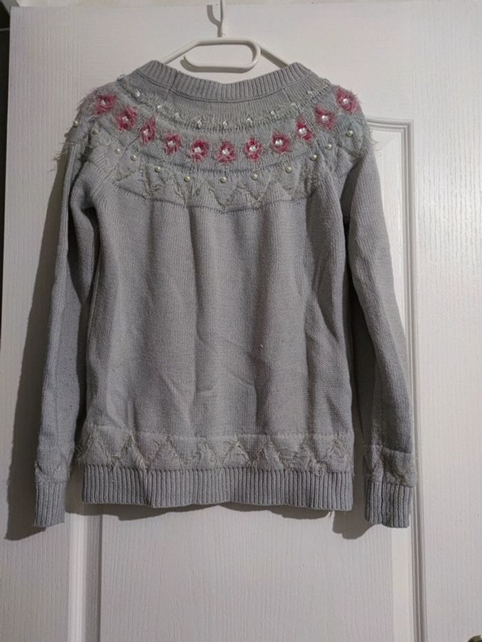 Pull gris col strass - photo numéro 2