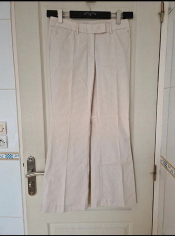 Pantalon à jambe large rayer blanc et beige femme mim taille M/38