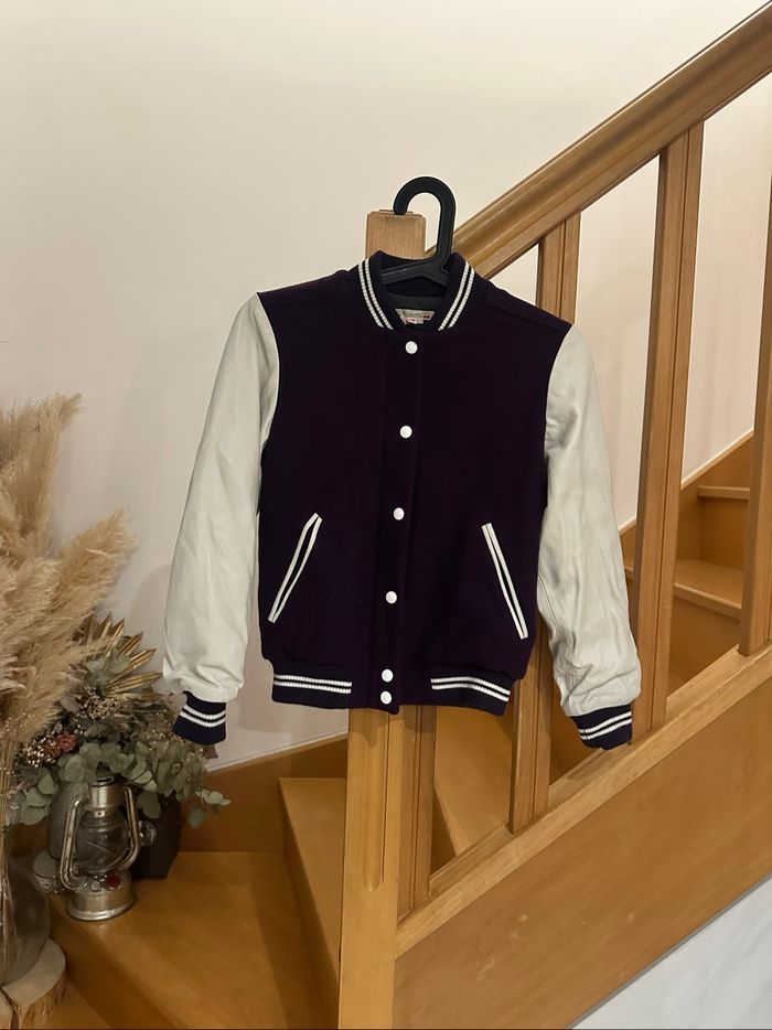 Veste bombers Bonpoint Paris taille 12 ans manches et détail en cuir