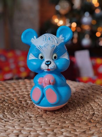 Culbuto vintage - ours panda bleu