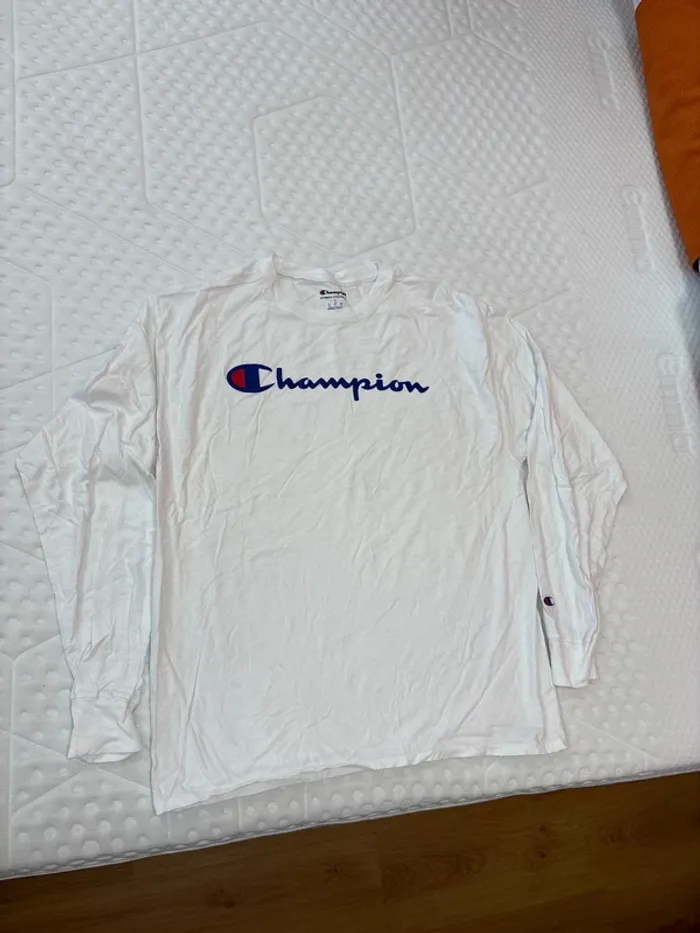 T-shirt manche longue pour homme champion taille L blanc