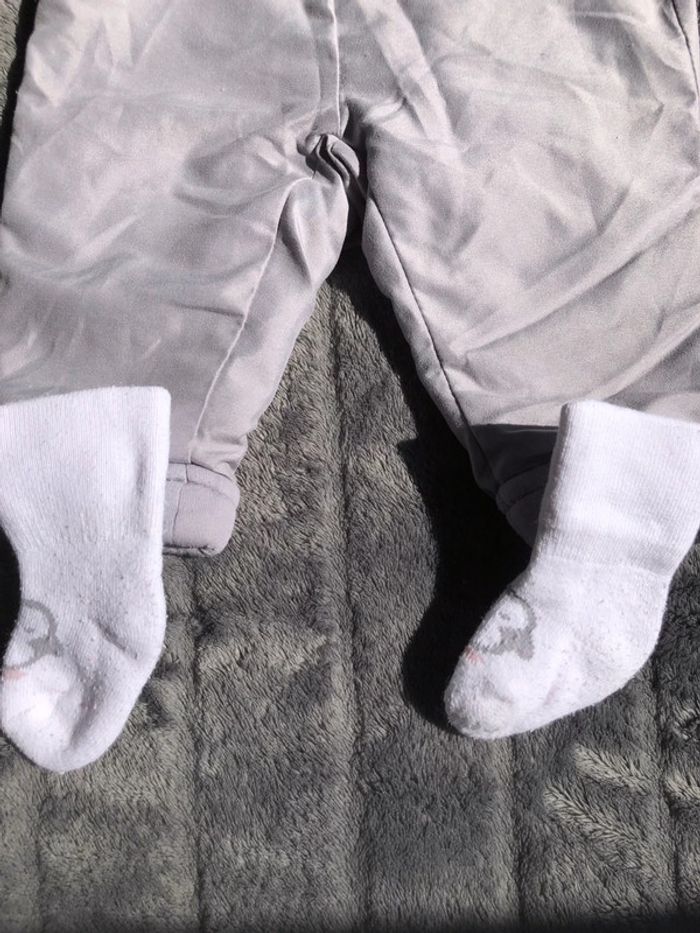 Ensemble chaud bébé fille blanc et gris 3 mois - photo numéro 4