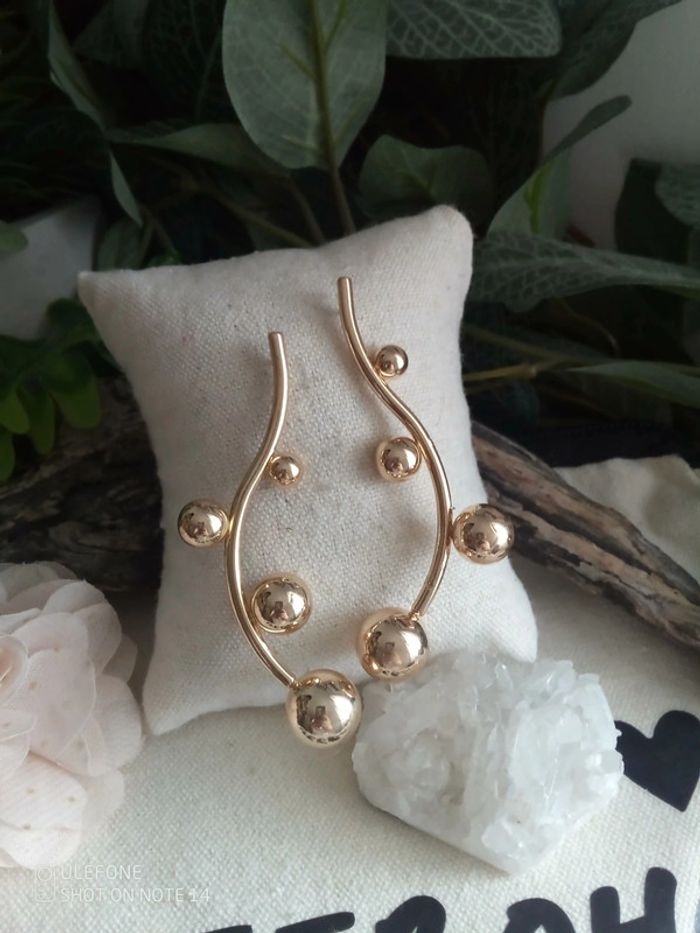 Boucles d'oreilles bohèmes nature en acier inoxydable doré