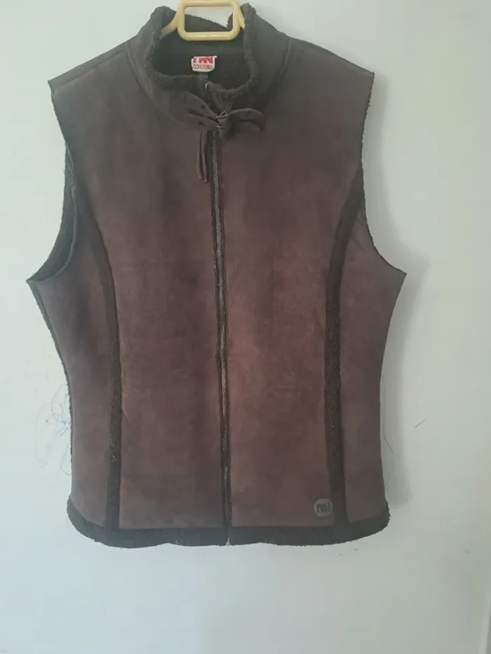 Veste effet Daim manches courtes marron Dorotennis Taille 42/44