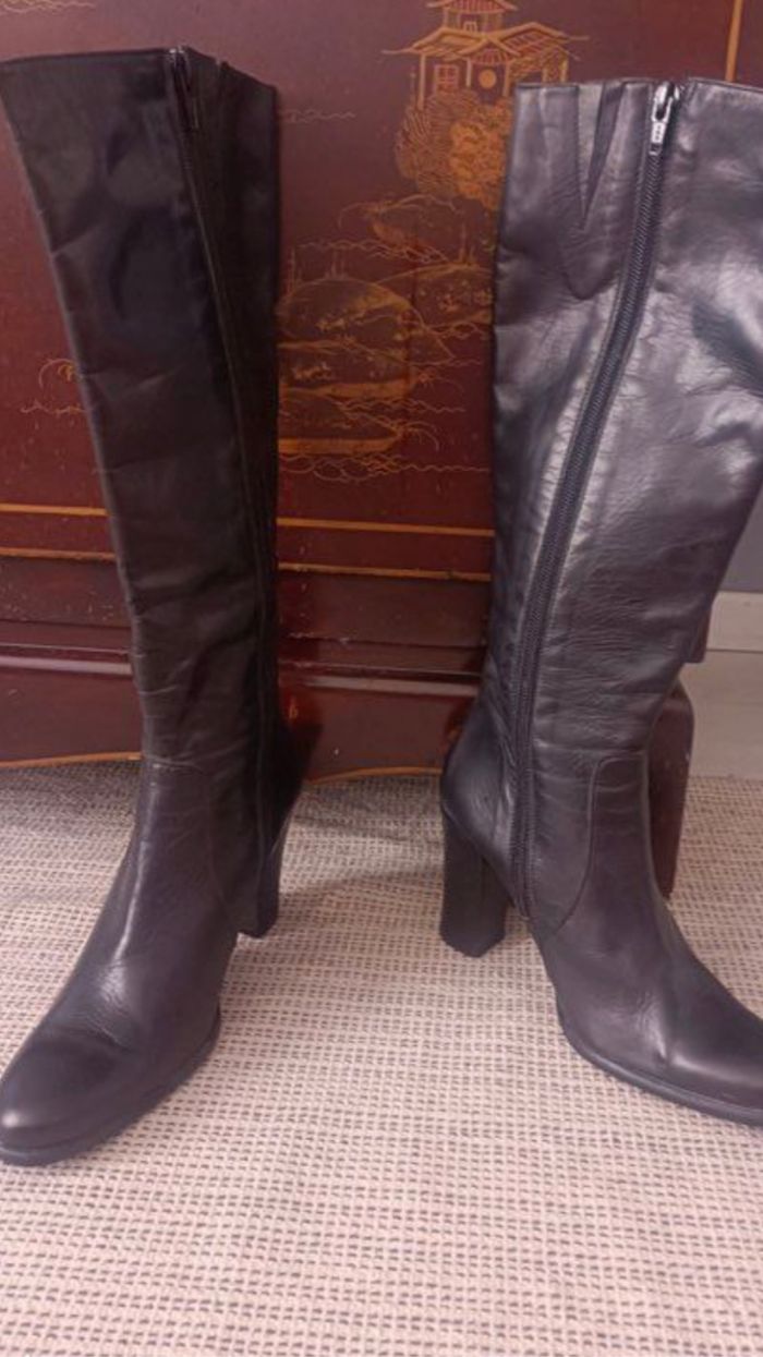 Bottes hautes vintage cuir 35 - photo numéro 6