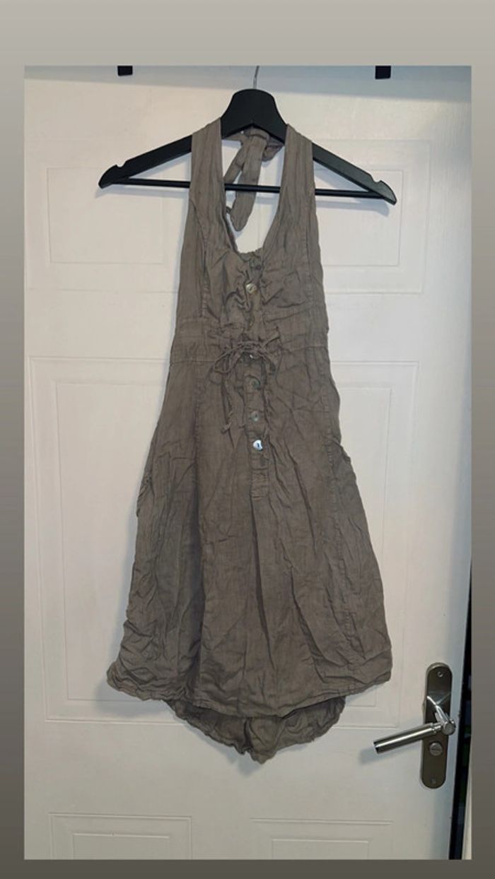 Robe dos nu kaki/taupe en lin – Taille M/L - Bon état