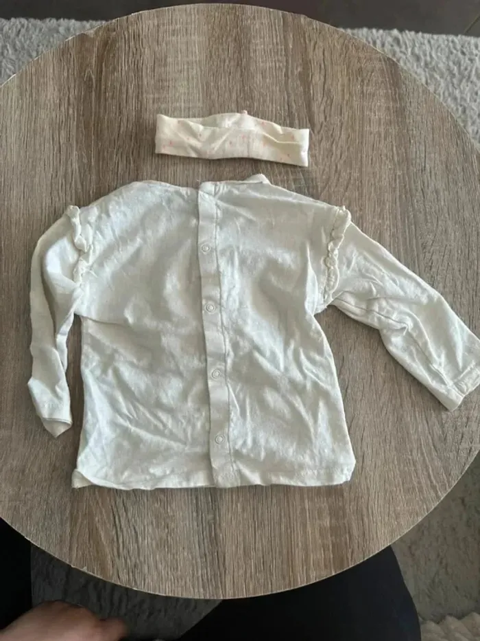 T-shirt manche longue + bandeau 12 mois - photo numéro 8