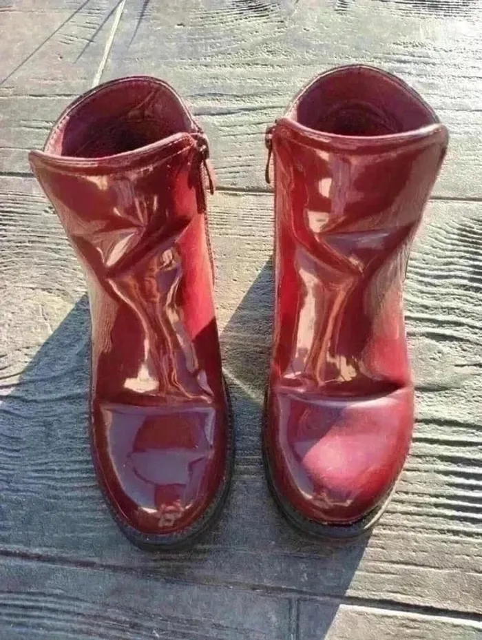🍷 Bottines Bordeaux – Pointure 36 – Boutique Indépendante – Style Croco - photo numéro 2