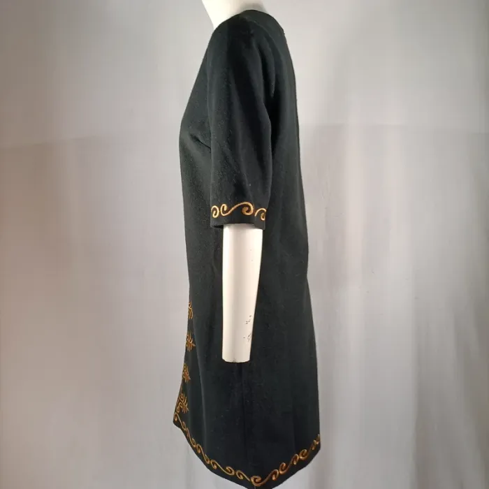 Robe chic noire flanelle manches courtes - Molly Bracken - taille S A1146 - photo numéro 5