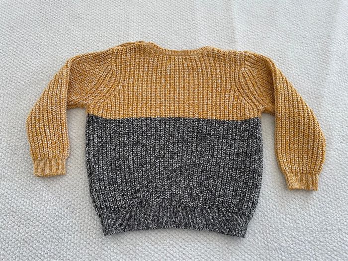 Pull moutarde et gris garçon In Extenso 36 mois - photo numéro 3