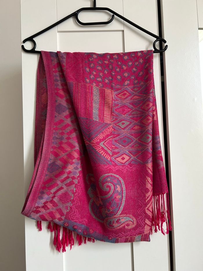Voile / Écharpe rose à motifs Neuf Pashmina - photo numéro 4