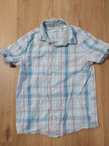Chemise à carreaux Okaïdi 8 ans blanc bleu rouge