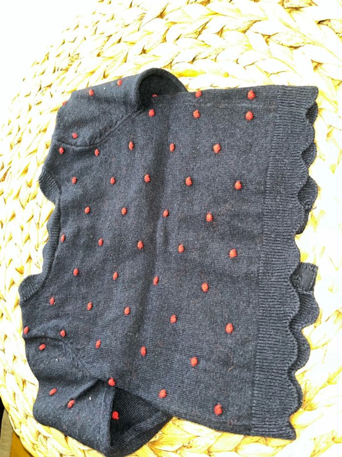 Gilet bleu marine pois rouges Jacadi 12 mois 74cm - photo numéro 4