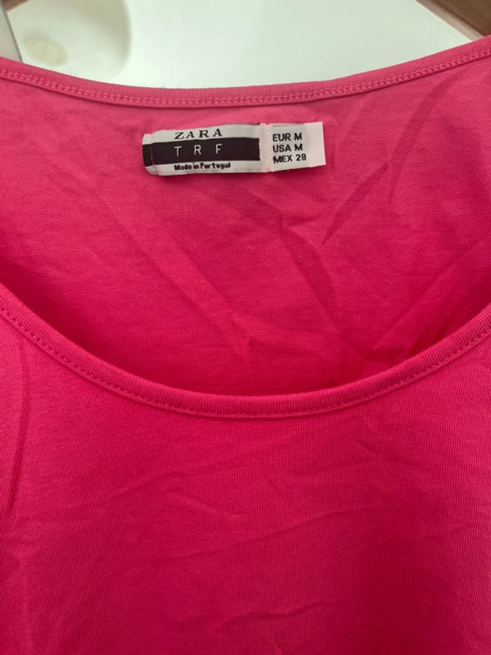 Pull col rond, manches bouffante courte, rose, Zara, M - photo numéro 4