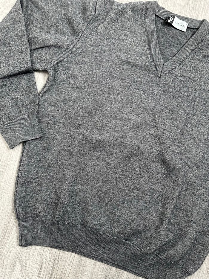 Pull gris moucheté en laine mérinos TS - photo numéro 4