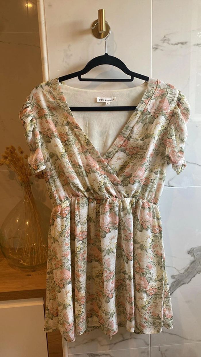 Robe imprimé fleurie, manches tombantes 🌷