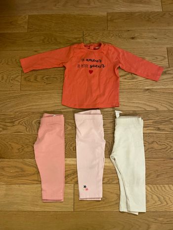 Lot tee shirts manches longues leggings 9 mois